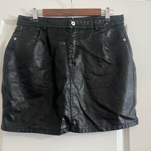 Black Faux Leather Women's Skirt